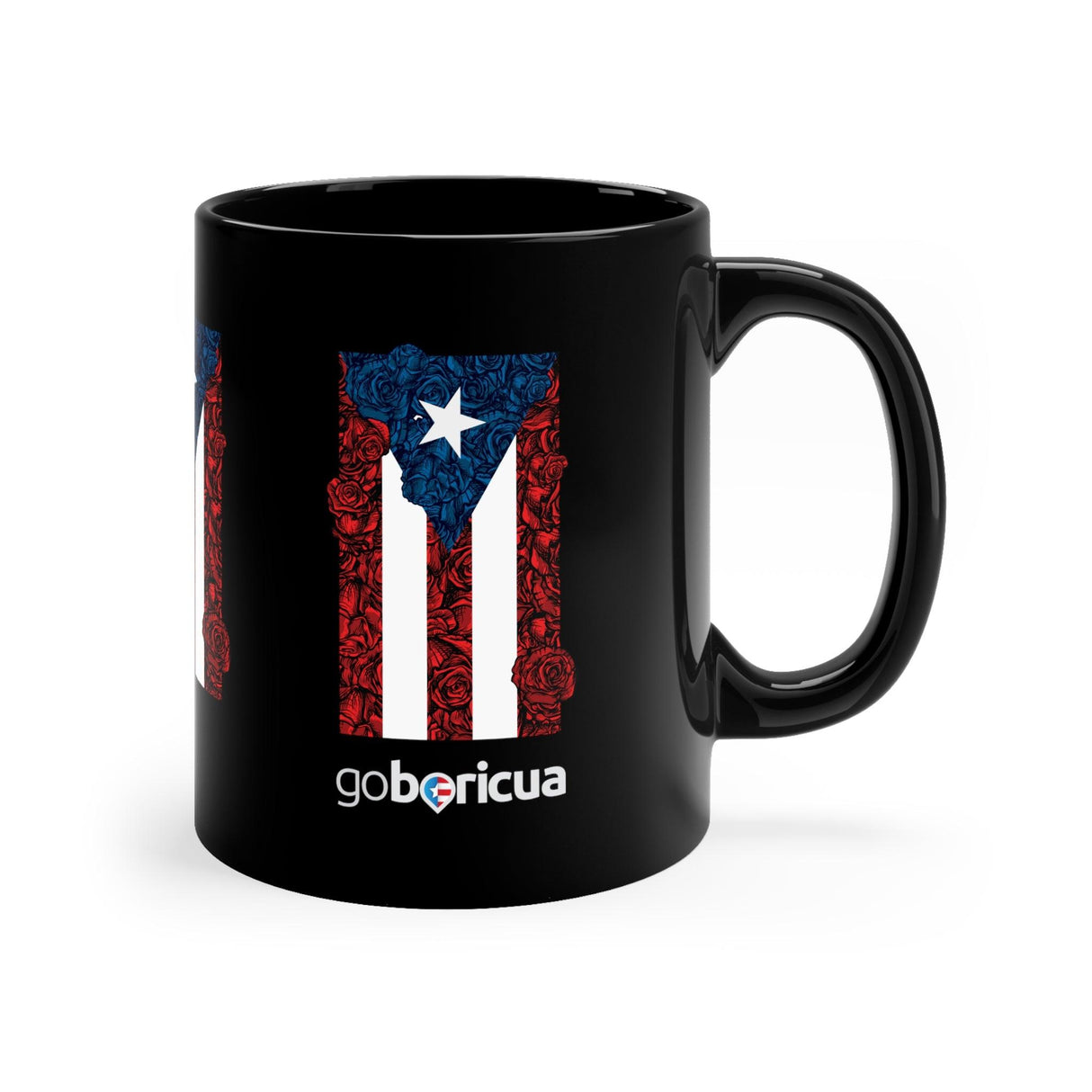 Bandera Puerto Rico Rosas Black mug 11oz