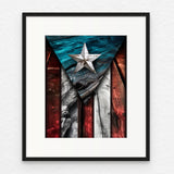 Gráfica Bandera Madera  11x14: Puerto Rico - Impresión Giclee de Alta Calidad